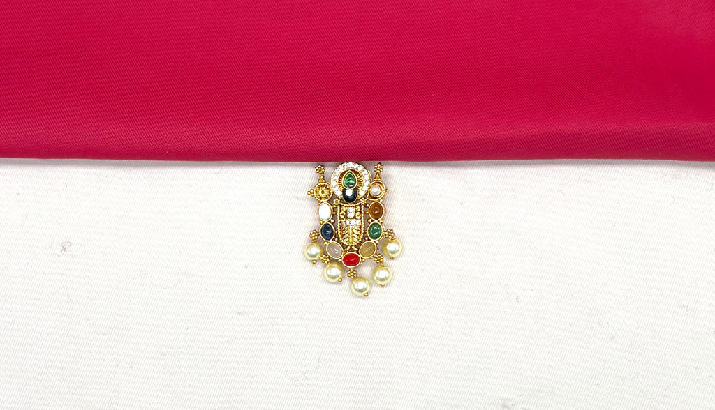 Matte finishing Lord Venkateshwara Pendant with multi stones Locket