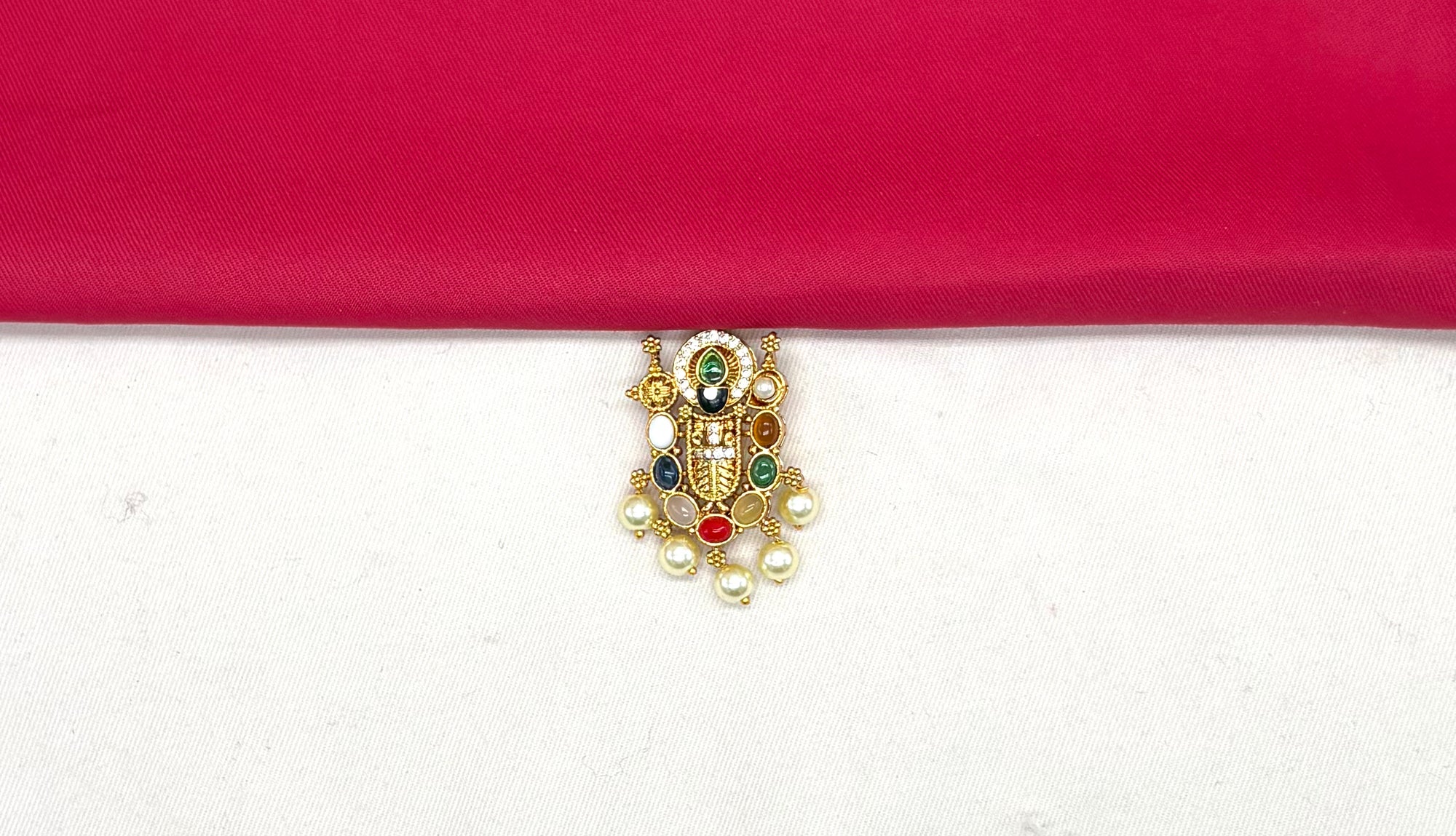 Matte finishing Lord Venkateshwara Pendant with multi stones Locket