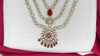 Emerald Multi Layer Red Moissanite Stones Heavy-Set Necklace