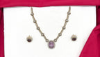 Victorian finishing with American Diamond with Purple Stone Short Necklace