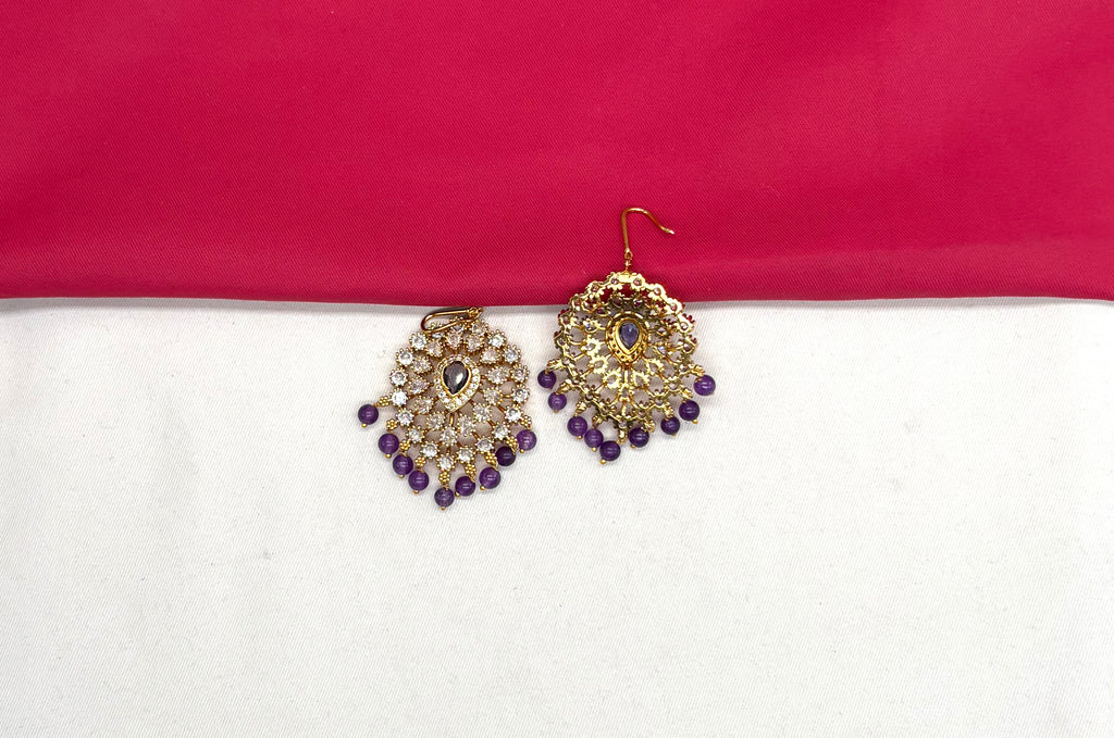 Matte finishing American Diamonds with Purple Onxy Beads Locket