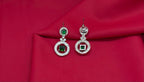 Silver Polish White & Green AD Studded Short Necklace