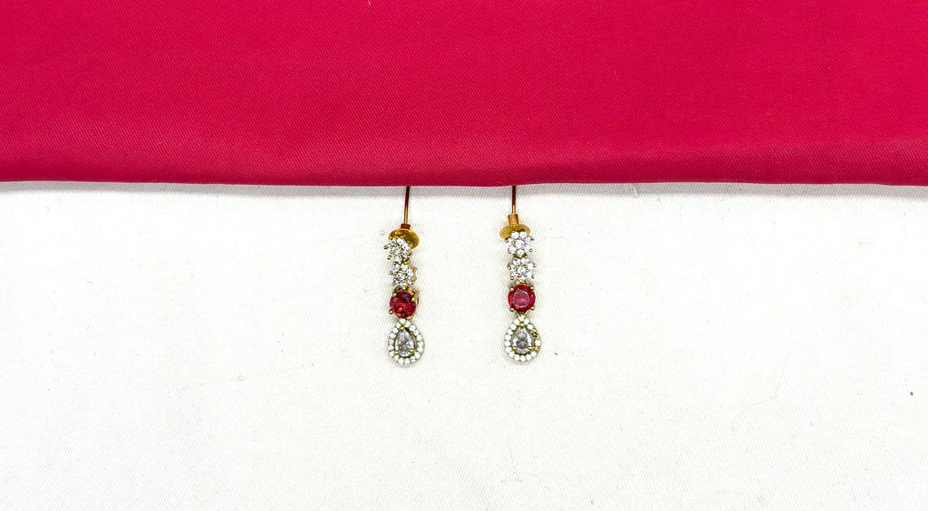 Victorian finishing floral design American Diamonds with Red Stone Short Necklace