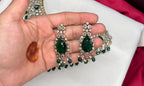 Victorian finishing uncut diamond with Green stones (Choker)Necklace