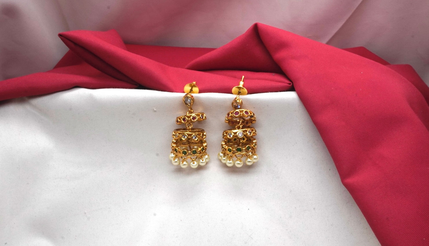 Matte finishing Spiral Stone  Jhumka earrings