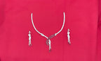 Silver American Diamonds Red stones Short Necklace