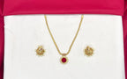 Matte finishing with Red stone Short Necklace