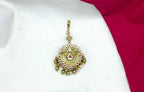 Matte finishing peacock design pink & green stones with Golden balls Maang Tikka