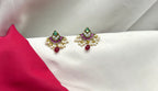 Jadau Kundan with white pearls and Red drop Earring