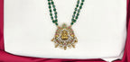 Premium Layered Lord Lakshmi pendent with Green stones Rani-Haram