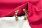Matte finishing American stones with Green stones leaf design Earrings