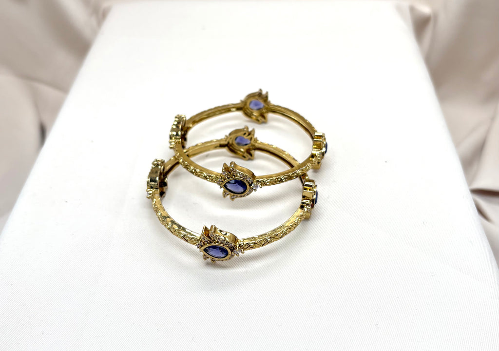 Victorian finishing purple stone Flower designed Bangle