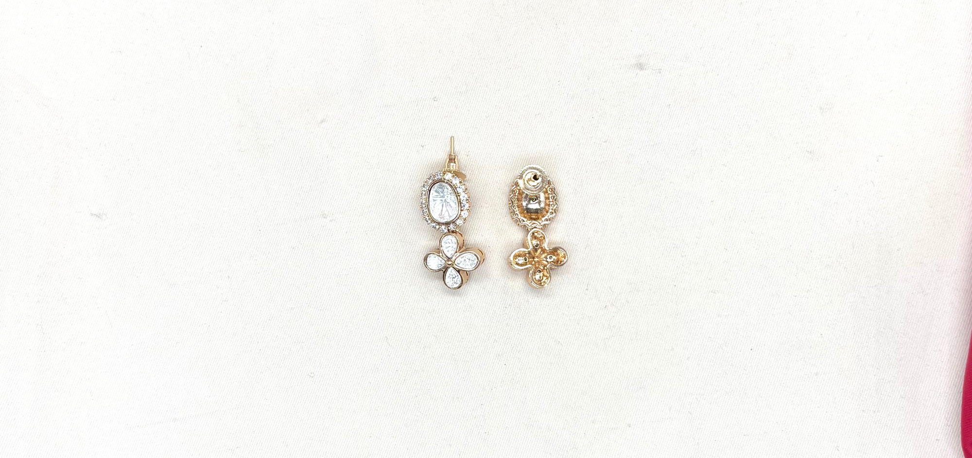 Rose-Gold finish Polki Diamonds & Pearl Floral Necklace Set