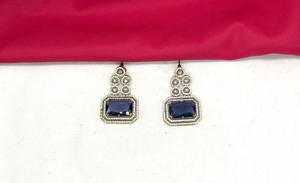 Victorian finishing emerald purple stones and intricate American Diamond Necklace