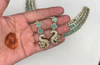 Premium Victorian finishing peacock design American diamonds With sea geeen stones Necklace