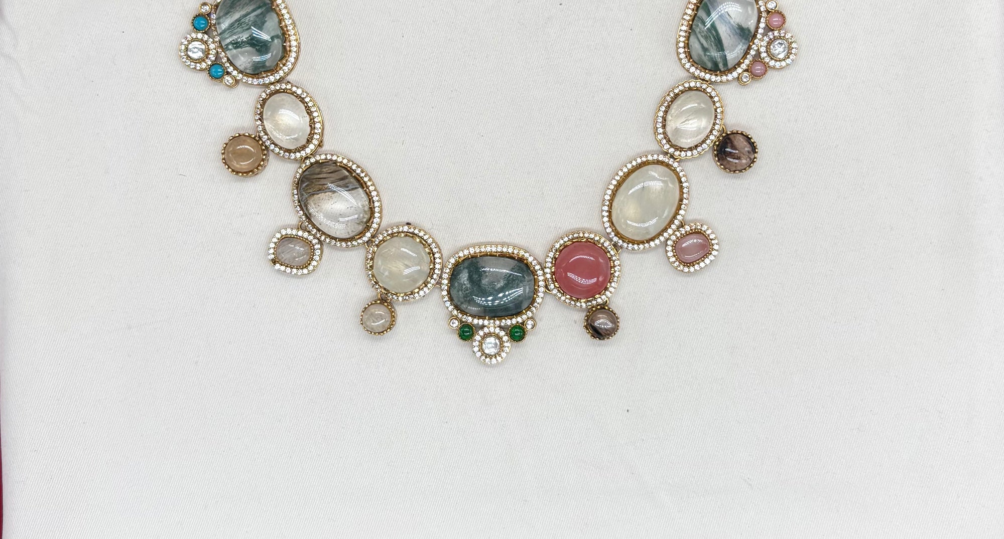 Ruby Raang multi-stone and mossainite Stone Necklace