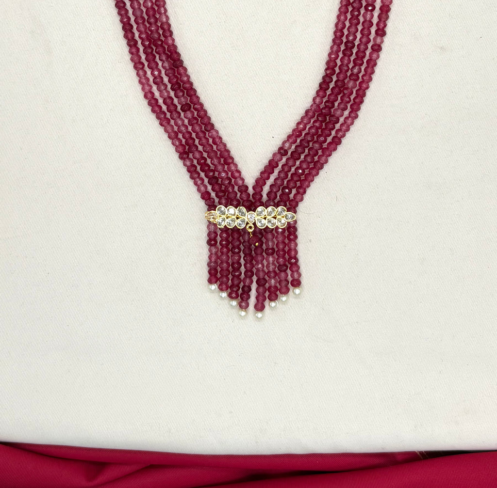Maroon multi -layered Onyx Beads Rani-Haram