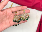 Matte finishing mango design with Green drop Beads (Kanti) Necklace