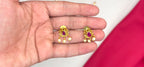 Matte finishing lord Lakshmi with Green two stones & Ad stones Short Necklace