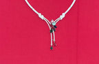 Silver American Diamonds stones deep Multi-stone teardrop and floral-shaped stones Short Necklace