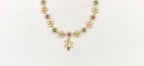 Matte finishing flower design with multi stones and short Necklace