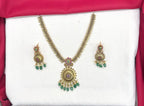 Nakshi Finishing floral design with Green Beads Short Necklace