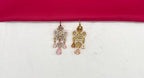 Premium matte finish American Diamonds flower design with Baby-Pink Stones Short Necklace