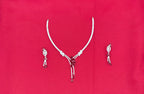 Silver American Diamonds stones deep ruby-red teardrop and floral-shaped stones Short Necklace