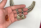 Premium Victorian finishing peacock design American diamonds With Purple stones Necklace