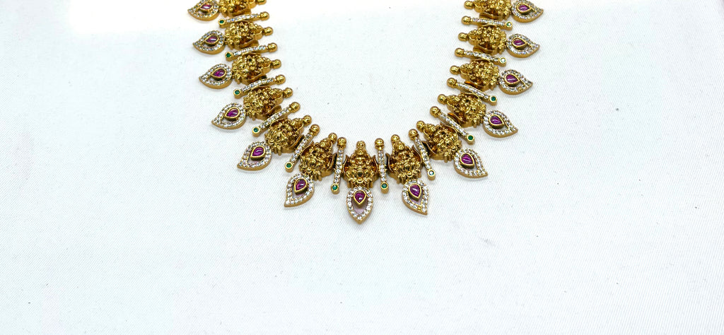 Jadau kundan with lord Lakshmi Long Necklace