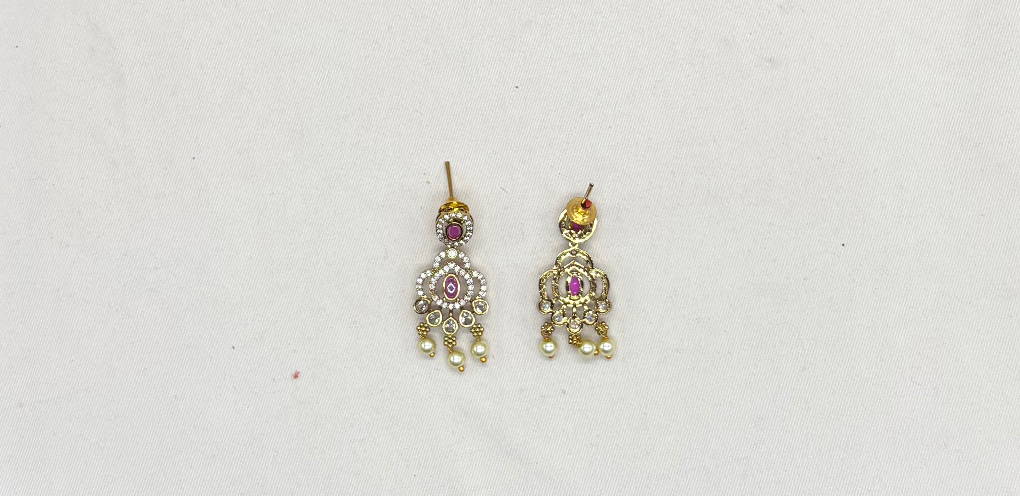 Premium Layered peacock design pendent Maroon stones Rani-Haram