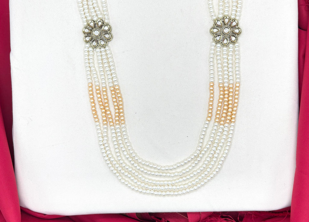 multi-layered pearl with flowers Locket Ethnic Mala for unisex