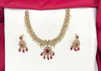Matte finishing American Diamonds peacock design Short Necklace