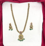 Nakshi Finishing floral design with Green Beads Long Haram Necklace