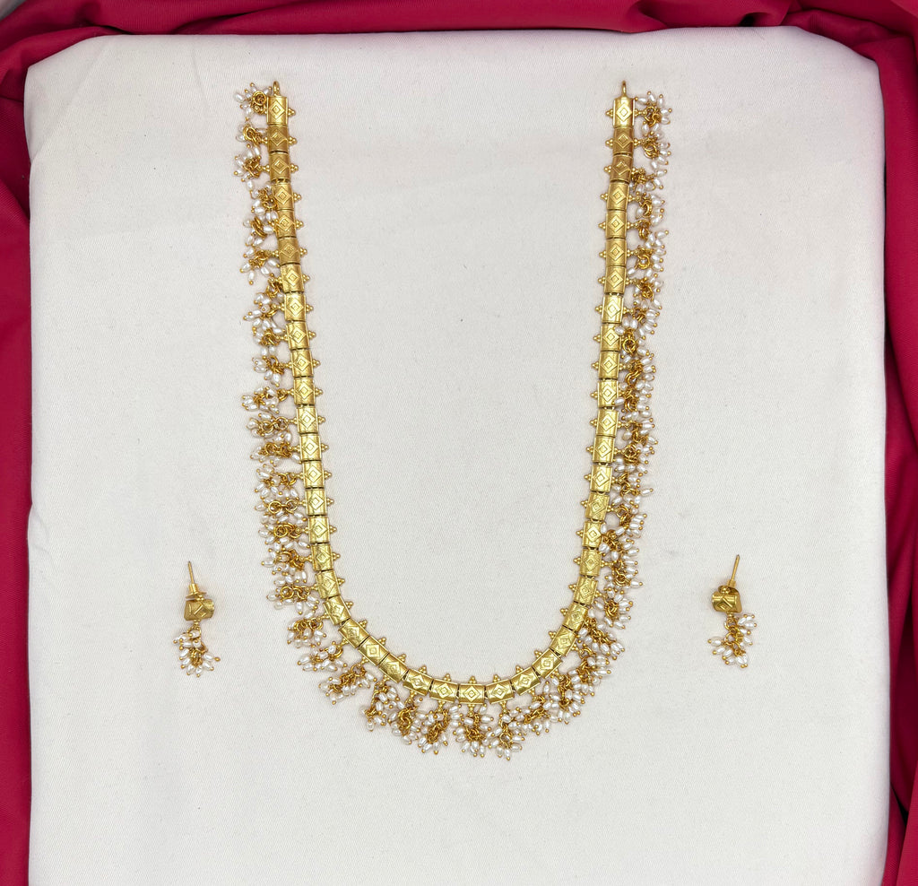 Matte finishing Handcrafted Embellished Long Mala Necklace