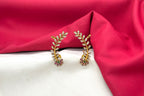 Matte finishing American stones with pink stones leaf design Earrings