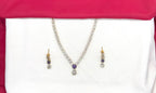 Victorian finishing floral design American Diamonds with Purple Stone Short Necklace