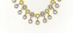 Premium Moissanite Stones floral design Yellow circle finish Short Necklace
