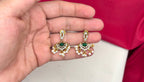 Matte finishing American Diamonds with Green stones and Guttapusalu Short Necklace
