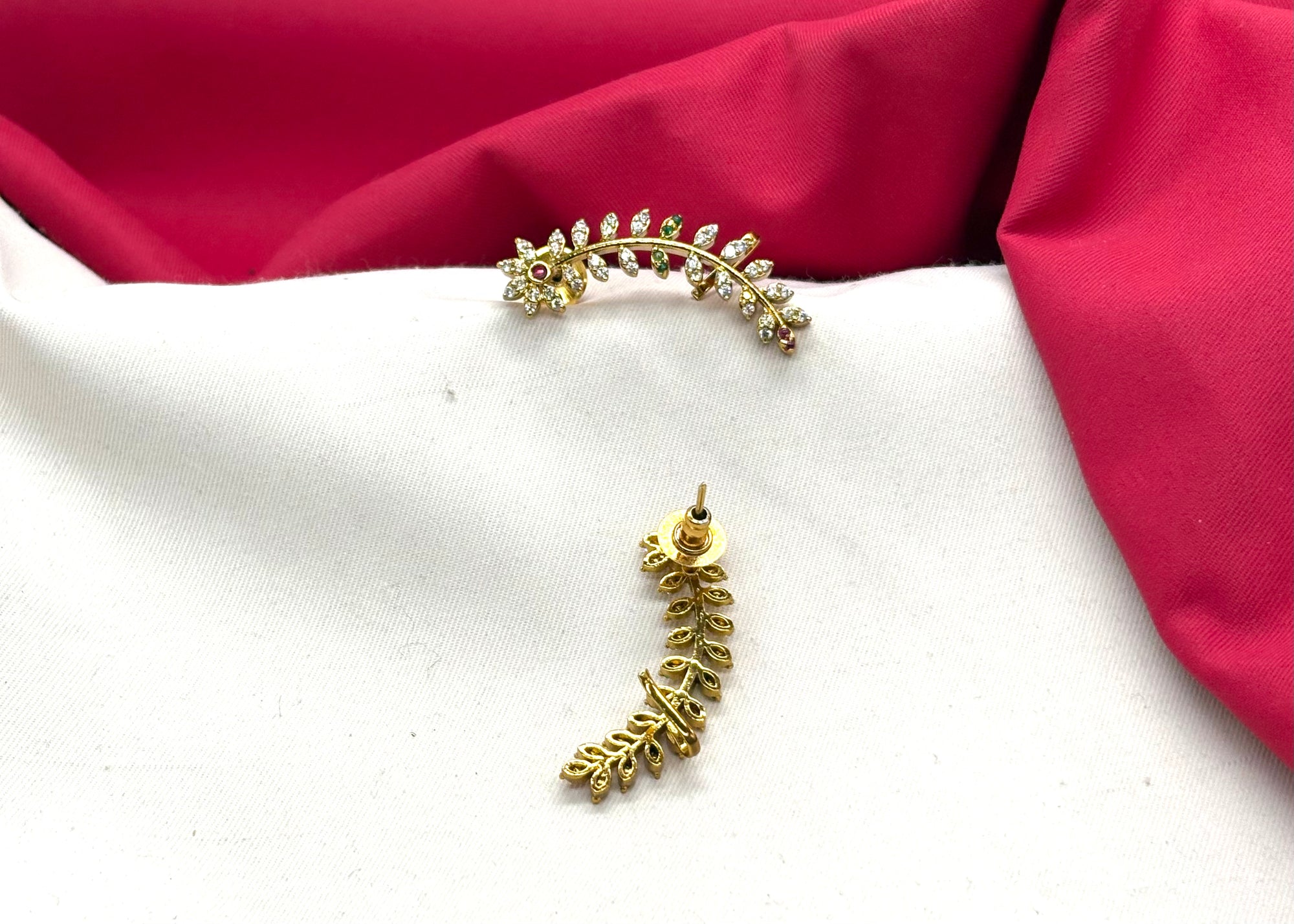 Matte finishing American stones leaf design Earrings