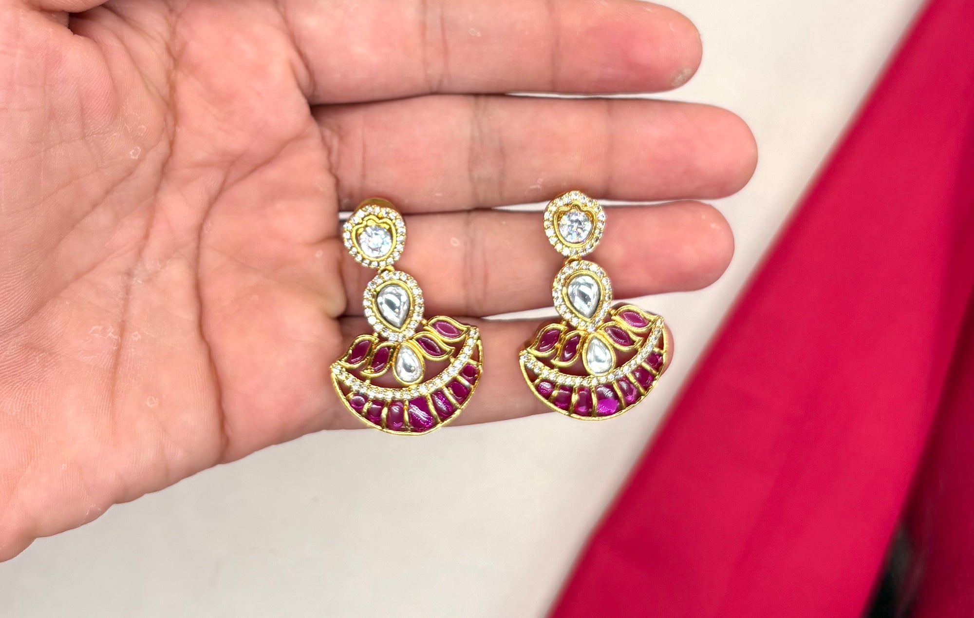 NIRVI polki Pink Hasli short Necklace
