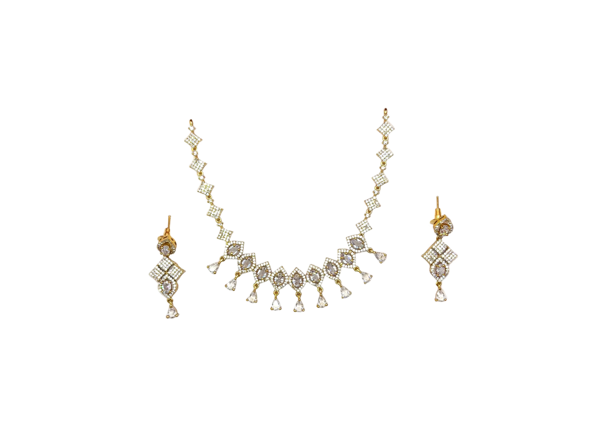 Matte finishing white stones with American Diamonds short Necklace