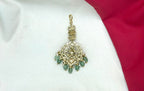 Matte finishing white stones with mint green beads Maang tikka