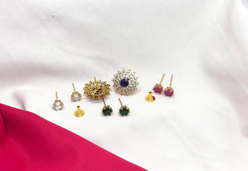 Changeable Stone Flower Design Earrings