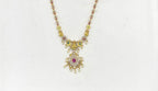 Matte finishing lord Lakshmi with pink stones and peacock finish Long haram