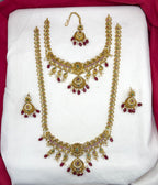Matte finishing floral design with Red Beads combo-set