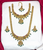 Matte finishing peacock design with Green Beads combo-set