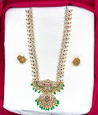 Premium Jadau Kundan Mango Design with Red Beads Long Haram Necklace