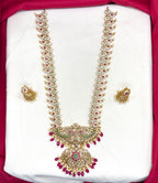 Premium Jadau Kundan Mango Design with Red Beads Long Haram Necklace