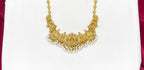 Matte finishing with lord Lakshmi with multi stones and white drop pearls short Necklace